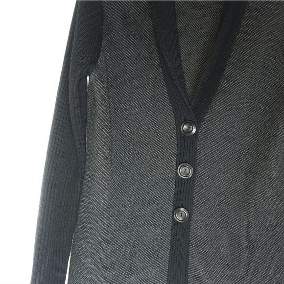 ColdwaterCreek M 10-12 WoolBlend KnittedBlackGray LngSlvButtons Women’s Cardigan - Picture 3 of 5